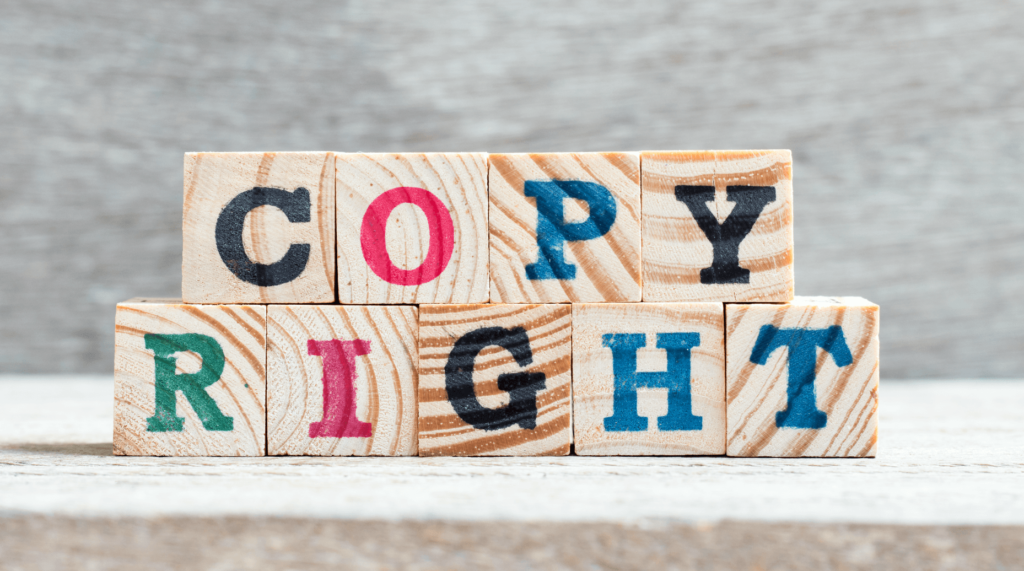 Image représentant des cubes avec des lettres dessus où l'on y lit : "Copy Right"